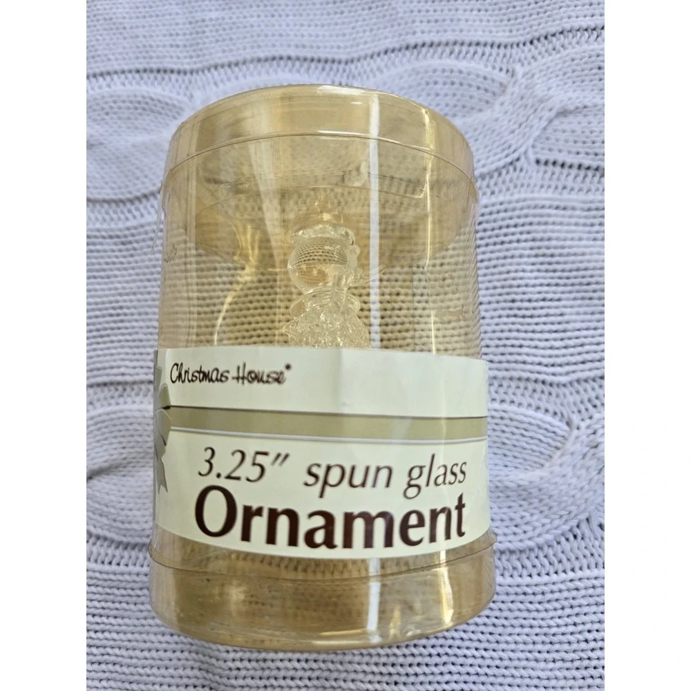 Spun Clear Glass Snowman Christmas Ornament 3.25